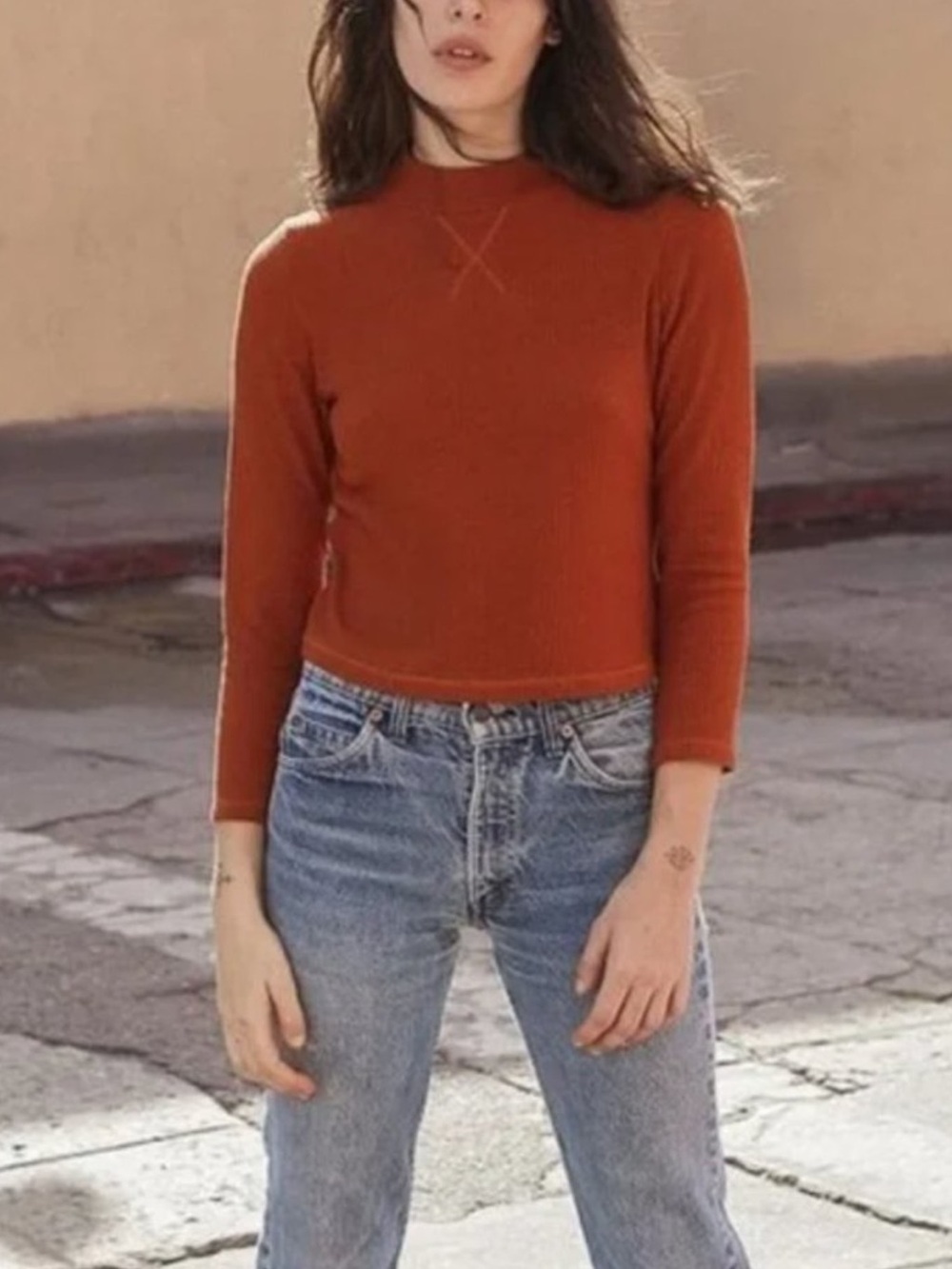 Christy dawn Libby rust orange mock neck sweater